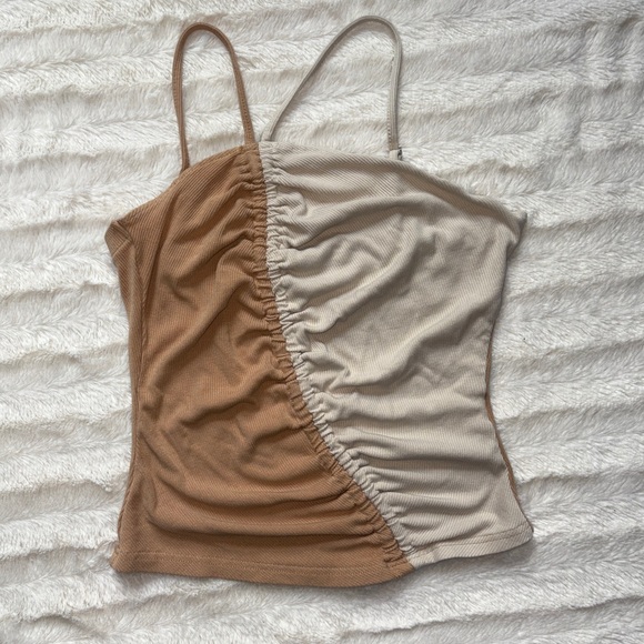 Anthropologie Tops - Anthropologie Dolan Two Toned Camisole Size Small Asymmetric Ruched Halter Top